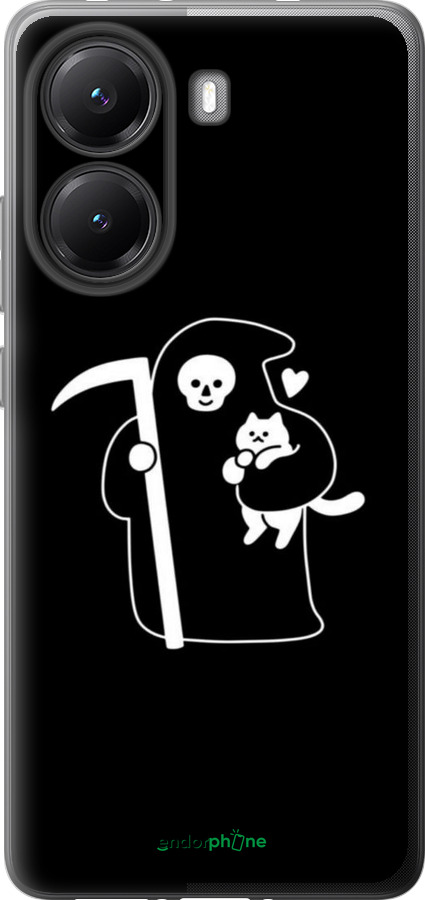 Силиконовый чехол Минималистичный арт: смерть и кошка для Xiaomi POCO X7 PRO - 6529u-3907 изображение 