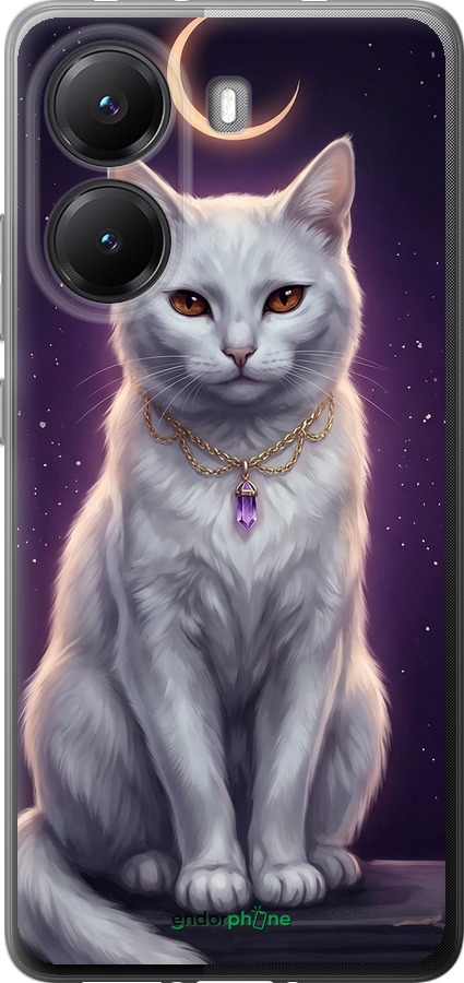 Силиконовый чехол Mystic White Cat Gothic Dark Purple Gold для Xiaomi Turbo 4 - 6805u-4013 изображение 