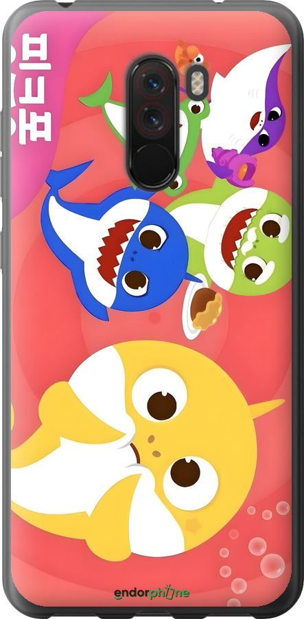 Силиконовый чехол Бейби Шаркс для Xiaomi Pocophone F1 - 6305u-1556 изображение 