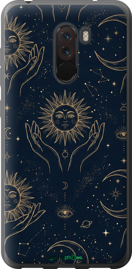 2D пластиковый чехол Celestial Harmony: Sun & Moon Gold Mystic Pattern для Xiaomi Pocophone F1 - 6778t-1556 изображение 