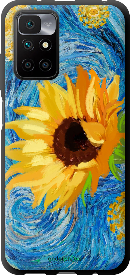 TPU чехол Цветы желто-голубые для Xiaomi Redmi 10 - 5308b-2488 изображение 