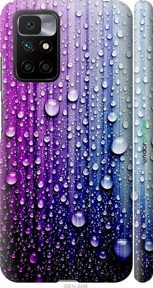 

3D пластиковий матовий чохол "Краплини води" для Xiaomi Redmi 10, Синій
