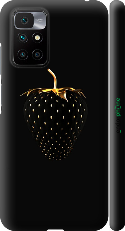 

3D пластиковий матовий чохол "Чорна полуниця" для Xiaomi Redmi 10, Чорний