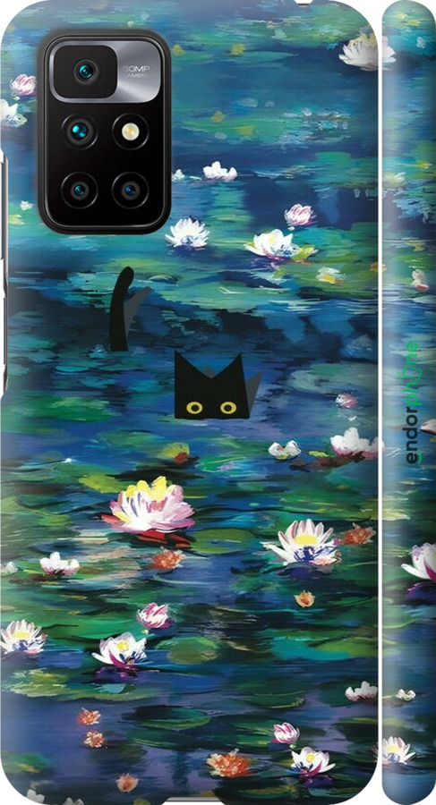 3D пластиковий матовий чехол с изображением водяных лилий и кошек для Xiaomi Redmi 10 - 6257m-2488 изображение 