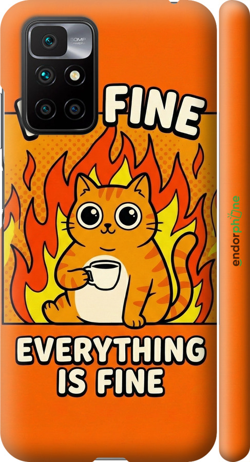 3D пластиковий матовий чехол Funny Cat для Xiaomi Redmi 10 - 6786m-2488 изображение 