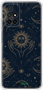 Силикон с усиленными углами чехол Celestial Harmony: Sun & Moon Gold Mystic Pattern для Xiaomi Redmi 10 - 6778sp-2488 изображение 