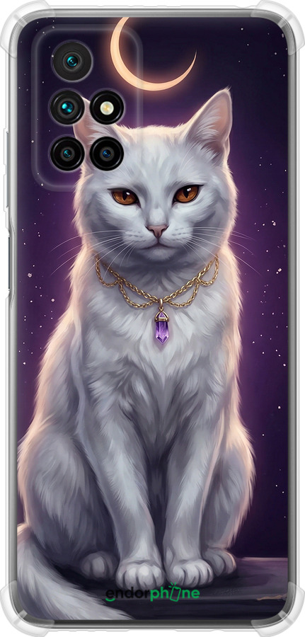 Силикон с усиленными углами чехол Mystic White Cat Gothic Dark Purple Gold для Xiaomi Redmi 10 - 6805sp-2488 изображение 