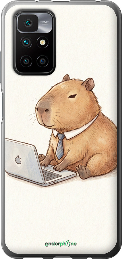 2D пластиковый чехол Funny Capybara CEO Working для Xiaomi Redmi 10 - 6777t-2488 изображение 