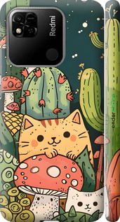 3D пластиковий матовий чехол Коти гриби для Xiaomi Redmi 10A - 6321m-2578 изображение 