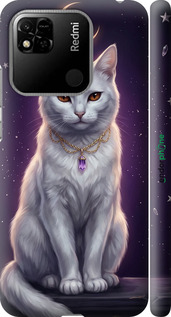3D пластиковый матовый чехол Mystic White Cat Gothic Dark Purple Gold для Xiaomi Redmi 10A - 6805m-2578 изображение 