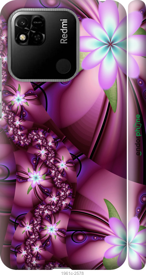 

3D пластиковий матовий чохол "Квіткова мозаїка" для Xiaomi Redmi 10A, Рожевий