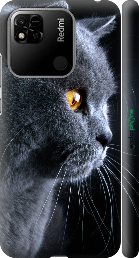

3D пластиковий матовий чохол "Гарний кіт" для Xiaomi Redmi 10A, Чорний