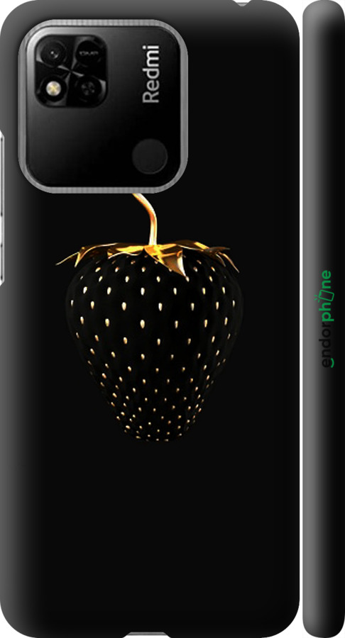 

3D пластиковий матовий чохол "Чорна полуниця" для Xiaomi Redmi 10A, Чорний
