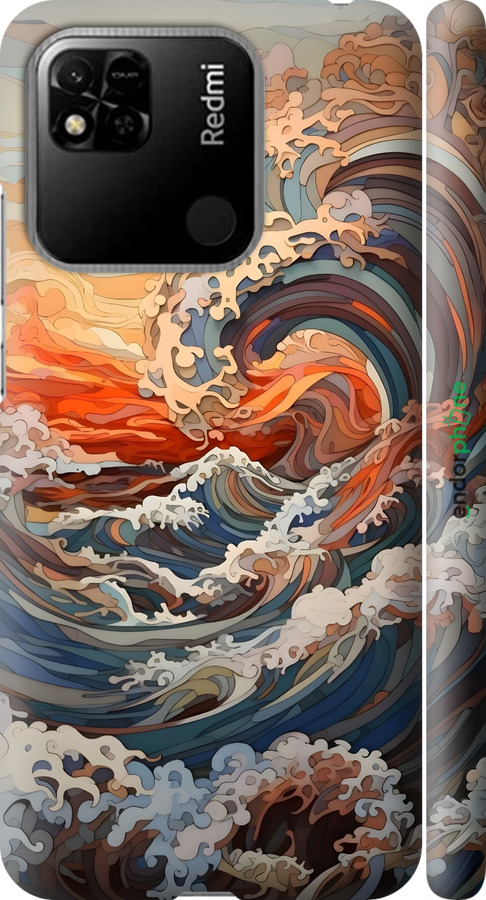 3D пластиковый матовый чехол Арт волны для Xiaomi Redmi 10A - 6324m-2578 изображение 