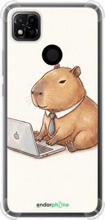 Силикон с усиленными углами чехол Funny Capybara CEO Working для Xiaomi Redmi 10A - 6777sp-2578 изображение 