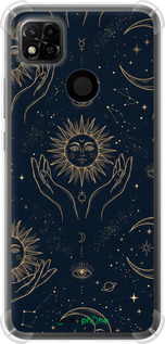 Силіконовий протиударний с посиленими кутами чехол Celestial Harmony: Sun & Moon Gold Mystic Pattern для Xiaomi Redmi 10A - 6778sp-2578 изображение 