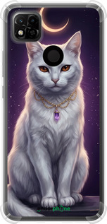 Силикон с усиленными углами чехол Mystic White Cat Gothic Dark Purple Gold для Xiaomi Redmi 10A - 6805sp-2578 изображение 