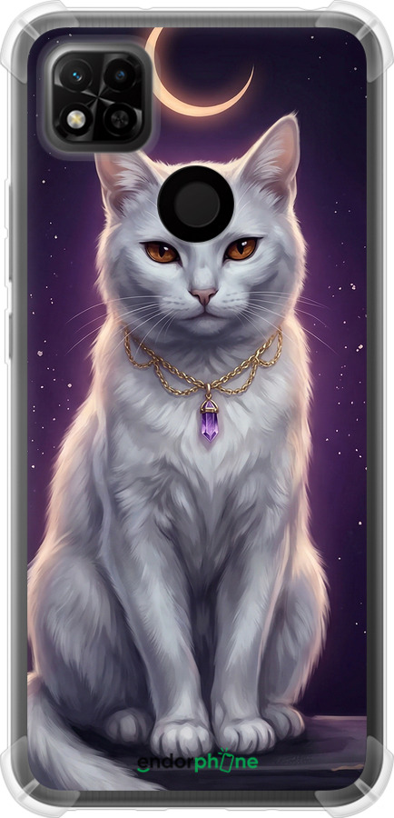 Силикон с усиленными углами чехол Mystic White Cat Gothic Dark Purple Gold для Xiaomi Redmi 10A - 6805sp-2578 изображение 