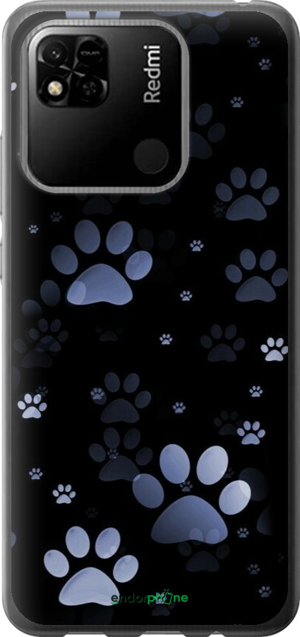 2D пластиковый чехол С синими отпечатками лап для Xiaomi Redmi 10A - 6441t-2578 изображение 