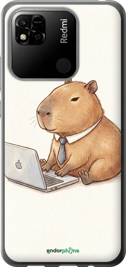 Силиконовый чехол Funny Capybara CEO Working для Xiaomi Redmi 10A - 6777u-2578 изображение 