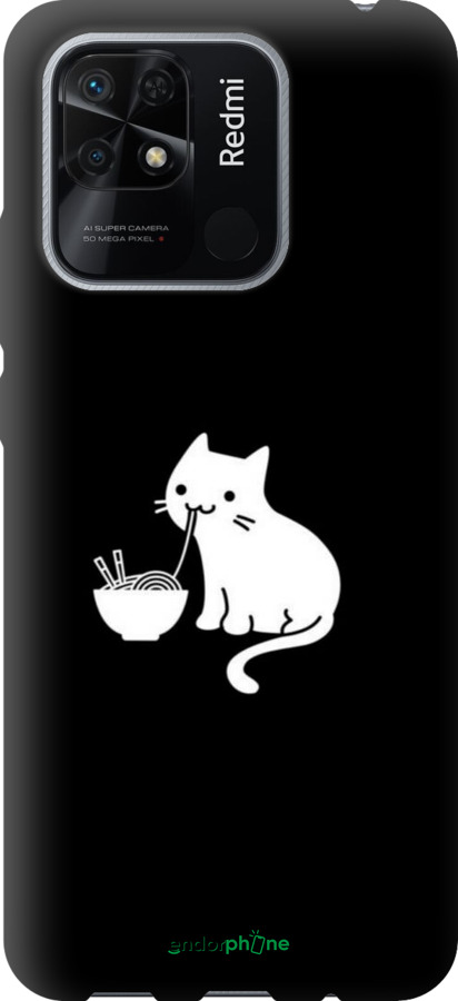 TPU чехол С милым котом на черном фоне для Xiaomi Redmi 10C - 6528b-2591 изображение 
