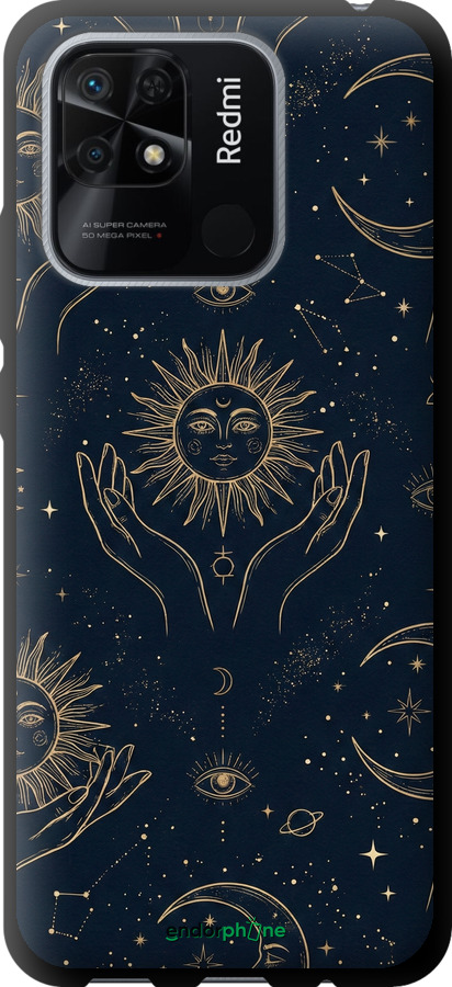 TPU чехол Celestial Harmony: Sun & Moon Gold Mystic Pattern для Xiaomi Redmi 10C - 6778b-2591 изображение 