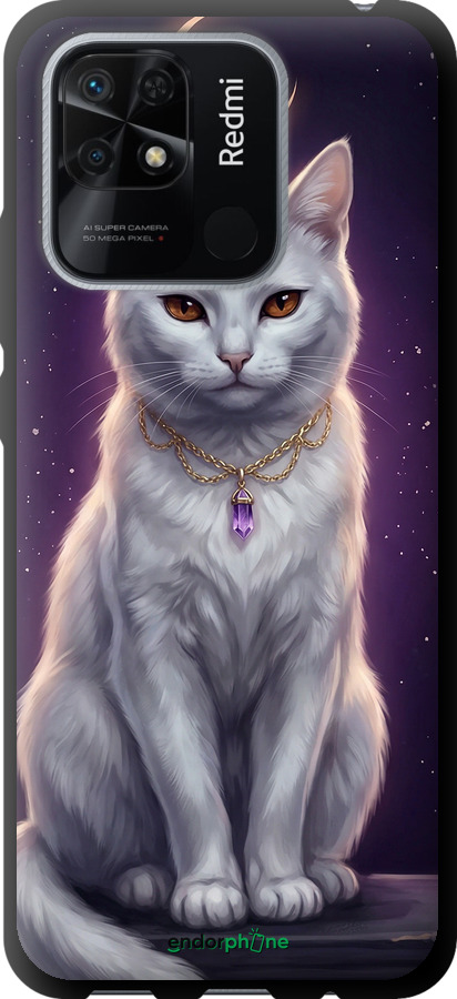TPU чехол Mystic White Cat Gothic Dark Purple Gold для Xiaomi Redmi 10C - 6805b-2591 изображение 