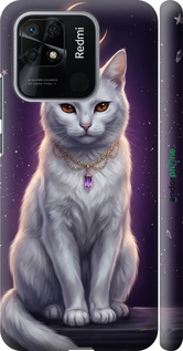 3D пластиковый матовый чехол Mystic White Cat Gothic Dark Purple Gold для Xiaomi Redmi 10C - 6805m-2591 изображение 