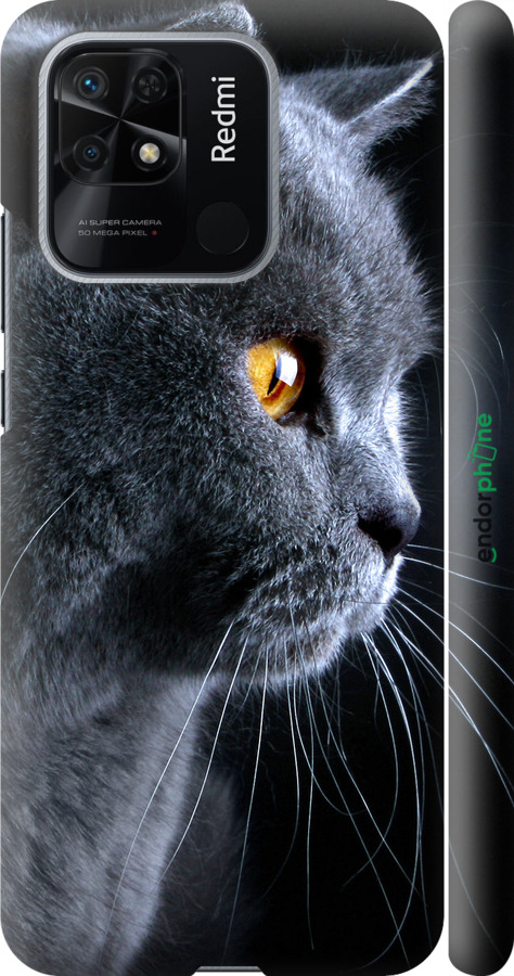 

3D пластиковий матовий чохол "Гарний кіт" для Xiaomi Redmi 10C, Чорний