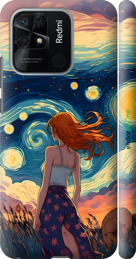 3D пластиковый матовый чехол Девушка Арт для Xiaomi Redmi 10C - 6325m-2591 изображение 