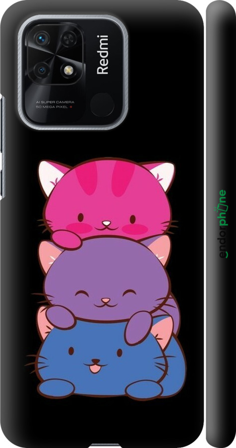 3D пластиковий матовий чехол Милі котятка для Xiaomi Redmi 10C - 6518m-2591 изображение 