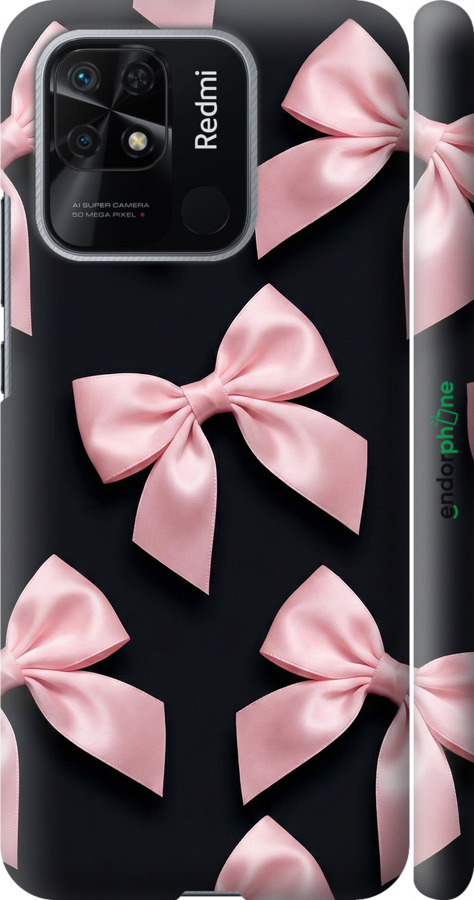 3D пластиковый матовый чехол Coquette Ribbons Dark Coquette для Xiaomi Redmi 10C - 6767m-2591 изображение 