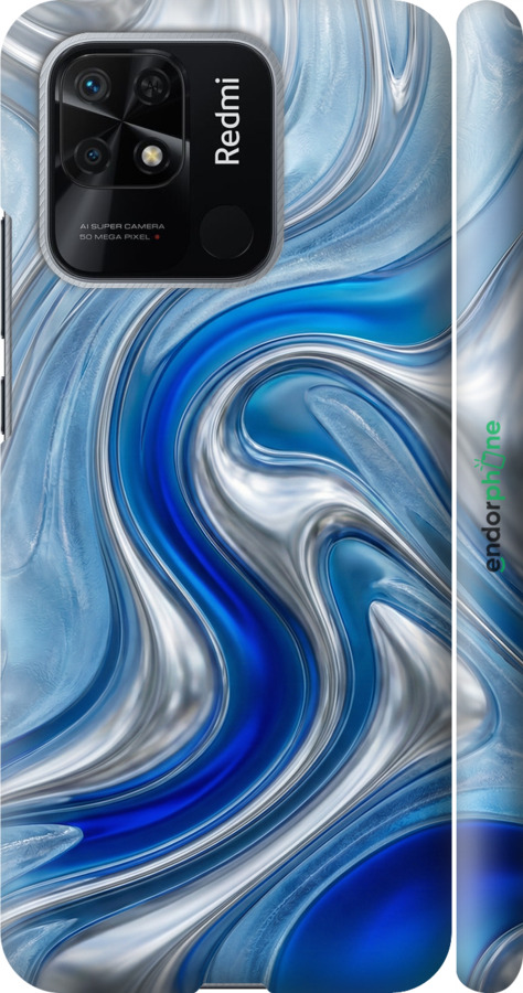 3D пластиковый матовый чехол Liquid Chrome для Xiaomi Redmi 10C - 6781m-2591 изображение 