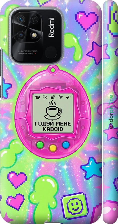 3D пластиковий матовий чехол Y2K Aesthetic Retro Pet: Годуй мене кавою для Xiaomi Redmi 10C - 6784m-2591 изображение 