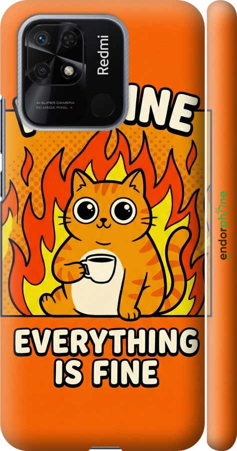 3D пластиковый матовый чехол Funny Cat для Xiaomi Redmi 10C - 6786m-2591 изображение 