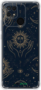 Силіконовий протиударний с посиленими кутами чехол Celestial Harmony: Sun & Moon Gold Mystic Pattern для Xiaomi Redmi 10C - 6778sp-2591 изображение 