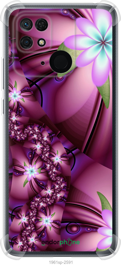 

Силіконовий протиударний с посиленими кутами чохол "Квіткова мозаїка" для Xiaomi Redmi 10C, Рожевий