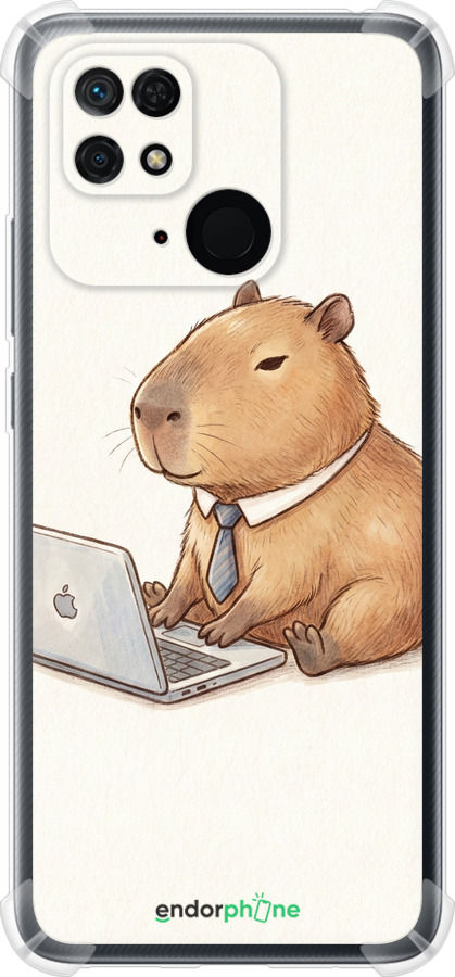 Силикон с усиленными углами чехол Funny Capybara CEO Working для Xiaomi Redmi 10C - 6777sp-2591 изображение 