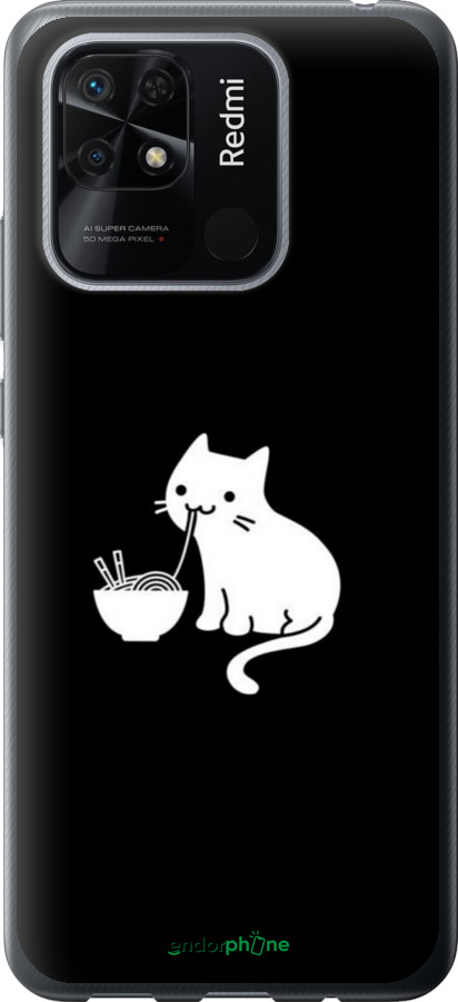 2D пластиковий чехол Милий кіт на чорному фоні для Xiaomi Redmi 10C - 6528t-2591 изображение 