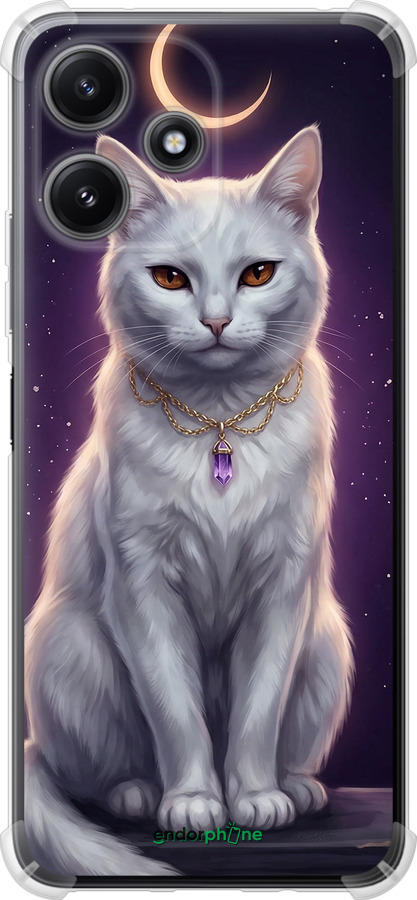 Силикон с усиленными углами чехол Mystic White Cat Gothic Dark Purple Gold для Xiaomi Poco M6 Pro 5G - 6805sp-3859 изображение 