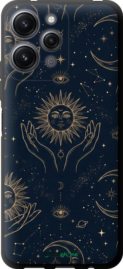 TPU чехол Celestial Harmony: Sun & Moon Gold Mystic Pattern для Xiaomi Redmi 12 - 6778b-3114 изображение 