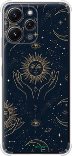 Силикон с усиленными углами чехол Celestial Harmony: Sun & Moon Gold Mystic Pattern для Xiaomi Redmi 12 - 6778sp-3114 изображение 