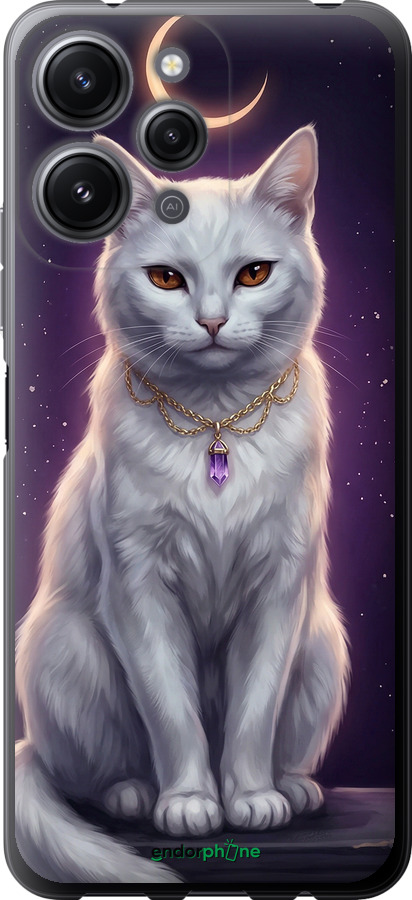 Силиконовый чехол Mystic White Cat Gothic Dark Purple Gold для Xiaomi Redmi 12 - 6805u-3114 изображение 