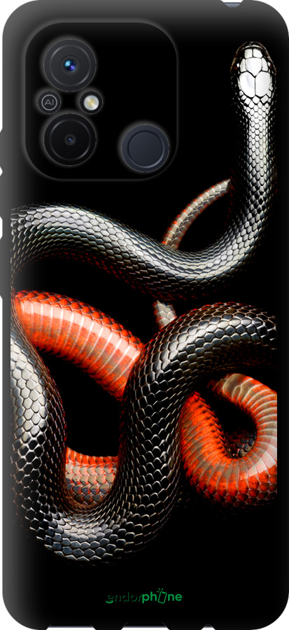 TPU чехол Красно-черная змея на черном фоне для Xiaomi Redmi 12C - 4063b-2962 изображение 