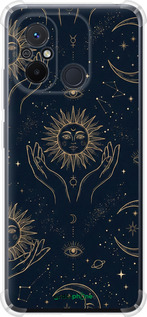 Силикон с усиленными углами чехол Celestial Harmony: Sun & Moon Gold Mystic Pattern для Xiaomi Redmi 12C - 6778sp-2962 изображение 