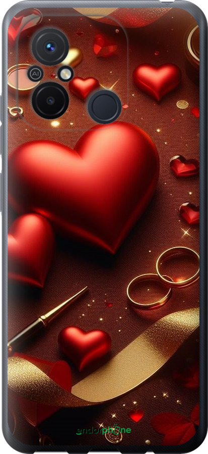 Силиконовый чехол Сердечки v3 для Xiaomi Redmi 12C - 5833u-2962 изображение 