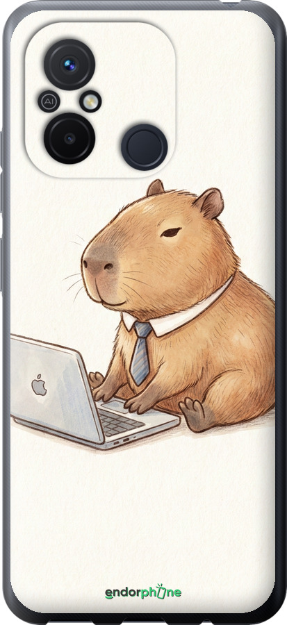 Силіконовий чехол Funny Capybara CEO Working для Xiaomi Redmi 12C - 6777u-2962 изображение 