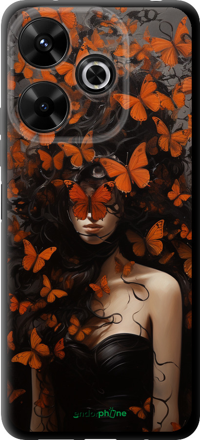 TPU чехол Девушка с оранжевыми бабочками для Xiaomi Redmi Note 13R 5G - 5941b-3797 изображение 