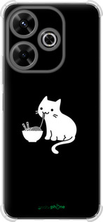 Силикон с усиленными углами чехол С милым котом на черном фоне для Xiaomi Poco M6 4G - 6528sp-3798 изображение 