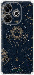 Силикон с усиленными углами чехол Celestial Harmony: Sun & Moon Gold Mystic Pattern для Xiaomi Poco M6 4G - 6778sp-3798 изображение 